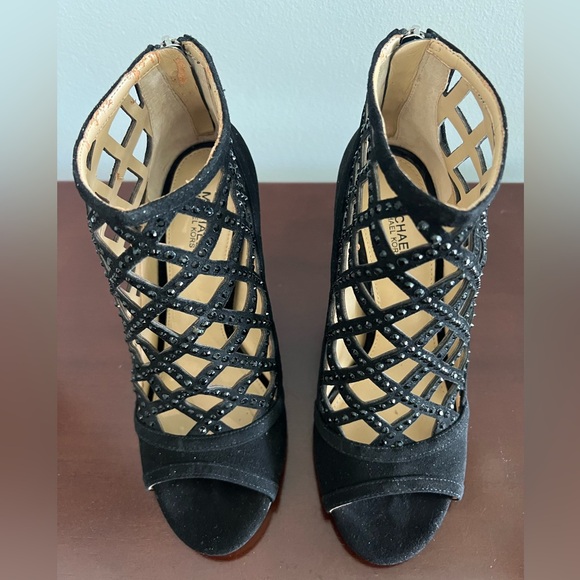 Michael Kors Yvonne Open Toe Bootie Black Suede Size 7M - Picture 11 of 16